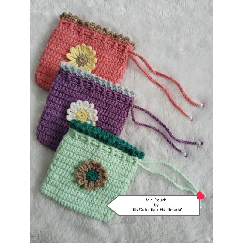 Ulis Collection Handmade - Mini Pouch Rajut - Pouch Rajut - Pouch Rajut Serut
