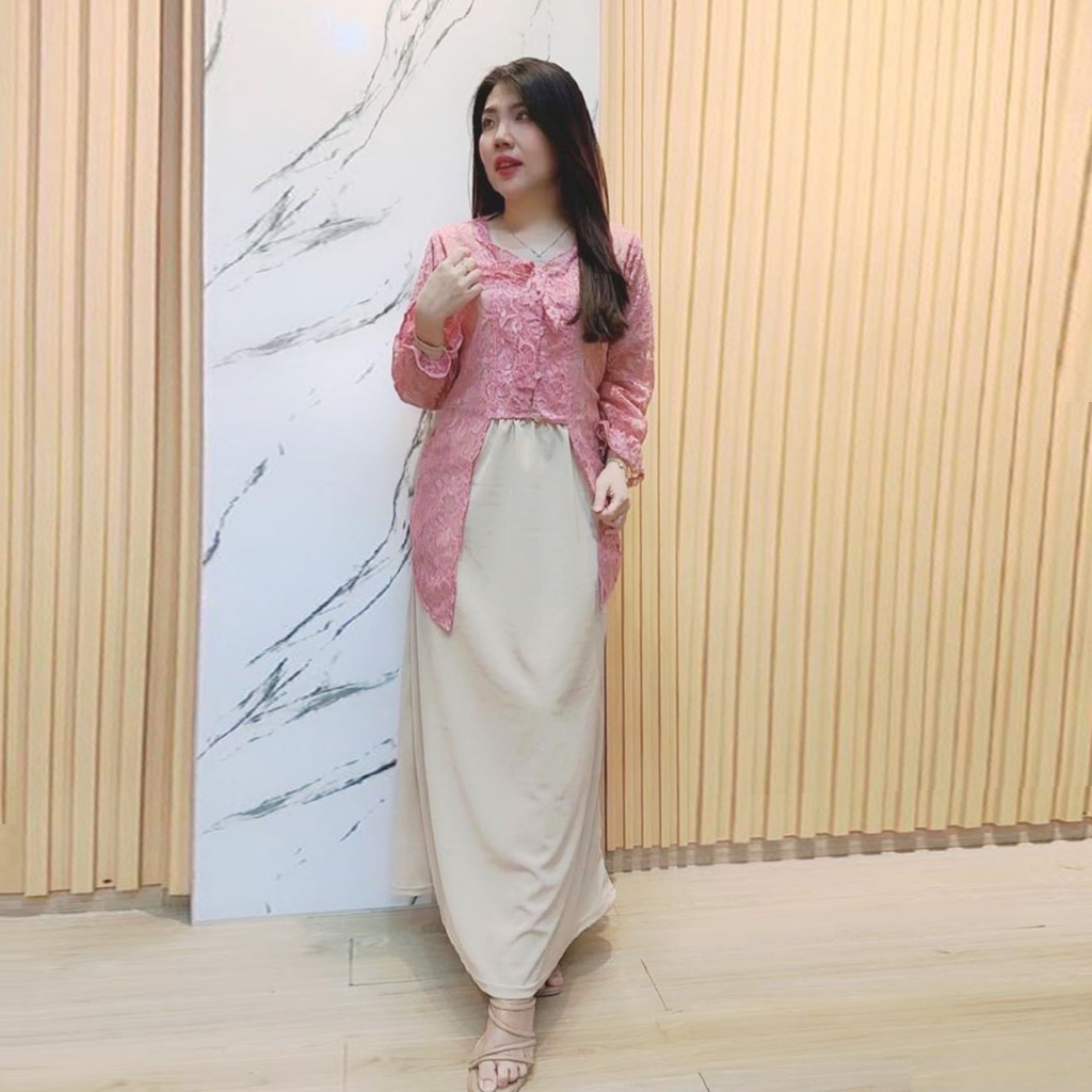 FM - LONGDRESS BRUKAT / OUTFIT TERBARU / OUTFIT BRUKAT / GAMIS BRUKAT / DRESS BRUKAT -SET 2IN1 LONGD