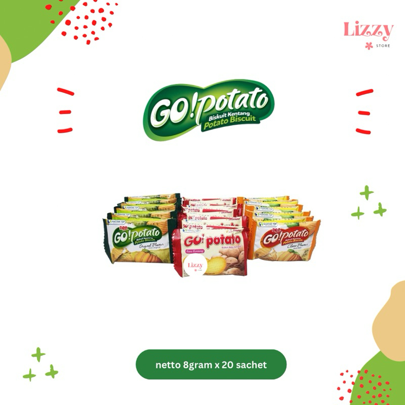 

Go Potato Biskuit Kentang Kemasan Renceng 8gram x 20 Sachet