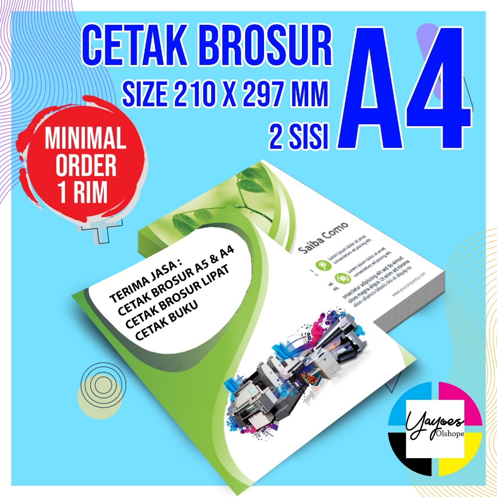 

CETAK BROSUR A4 , CETAK 2 SISI MINIMLA ORDER 1 RIM