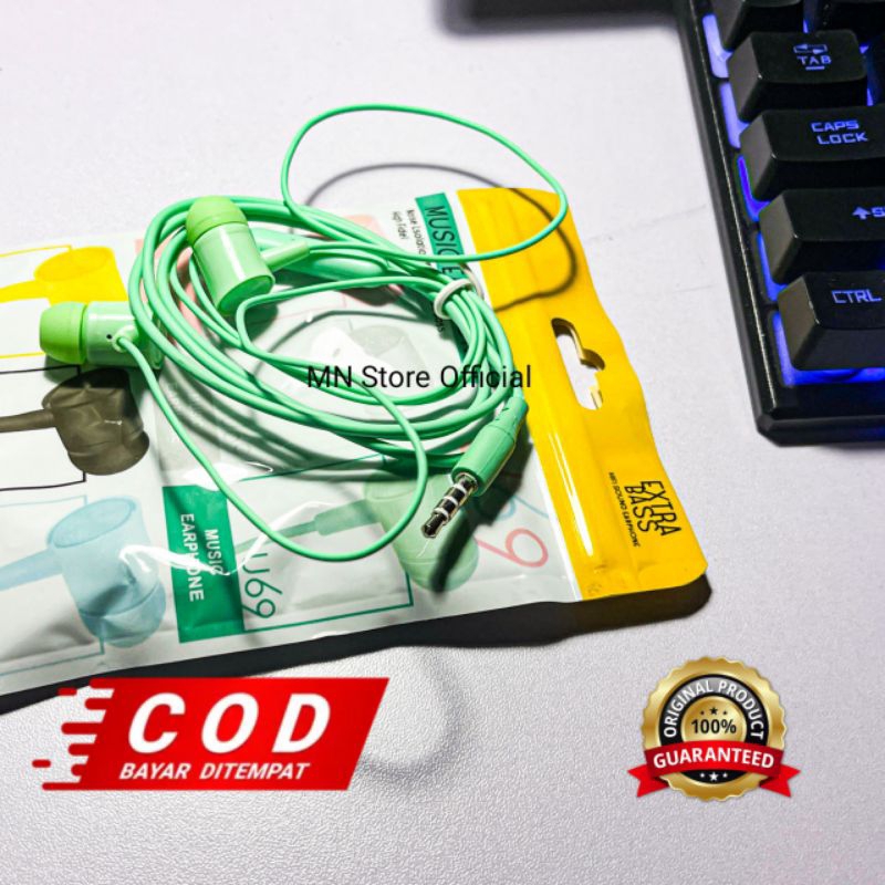 ( CUCI GUDANG)Headset Kabel U69 - Suara Jernih, Mic Jelas, Bass Mantap, Handsfree U69 Kabel Panjang 