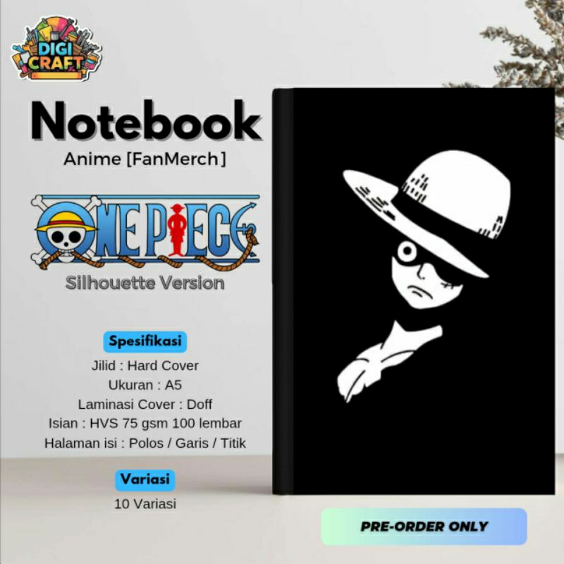 

Notebook A5 One Piece Silhouette Hard Cover, 75 gsm, 100 lembar [FanMerch]