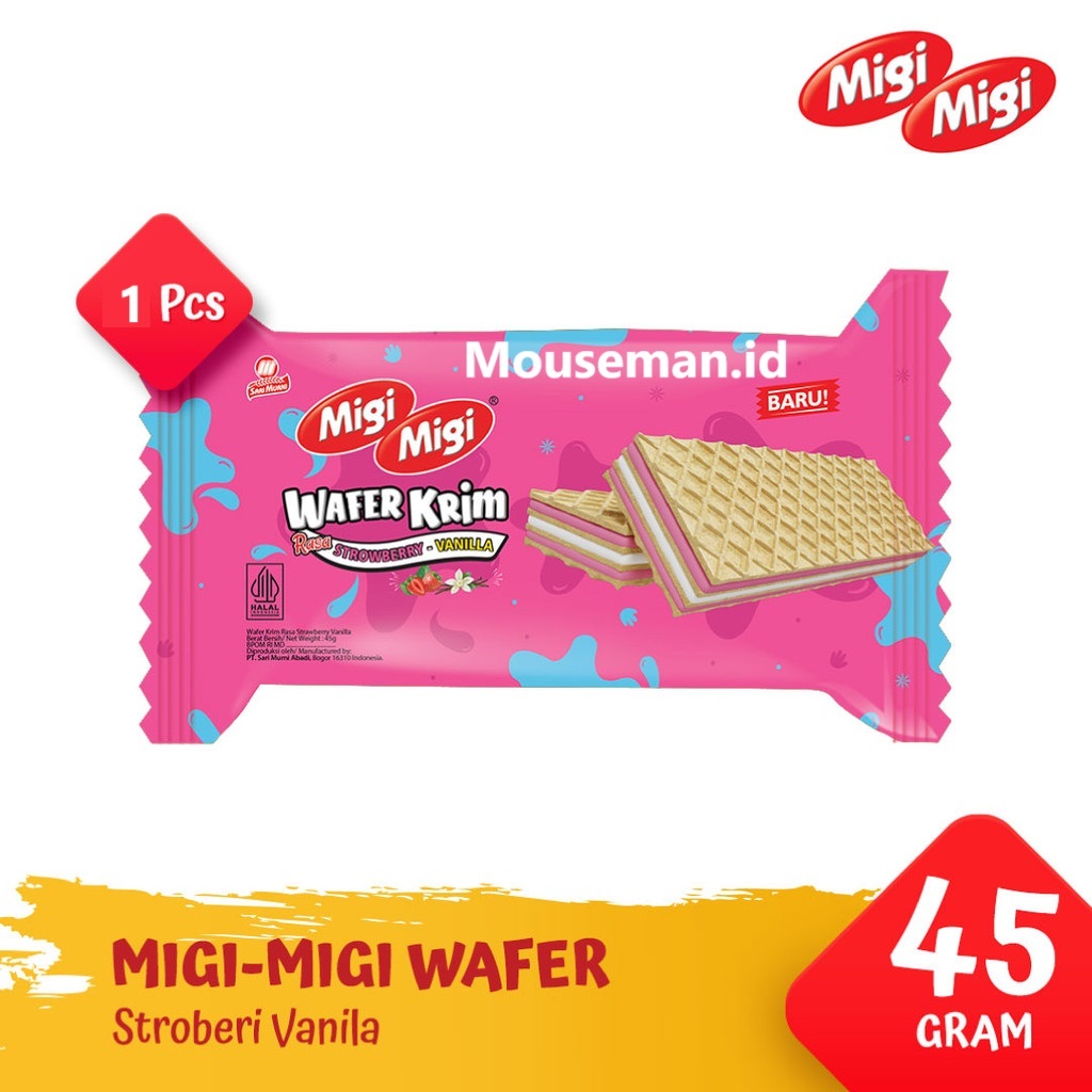 

Migi Migi Wafer Krim Strawberry Vanilla Rasa Stroberi Vanila 45gr