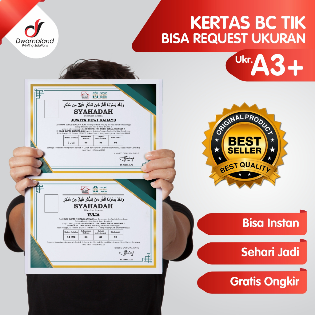 

PRINT CETAK KERTAS BT TIK BC SUPER A3+ FULL COLOUR