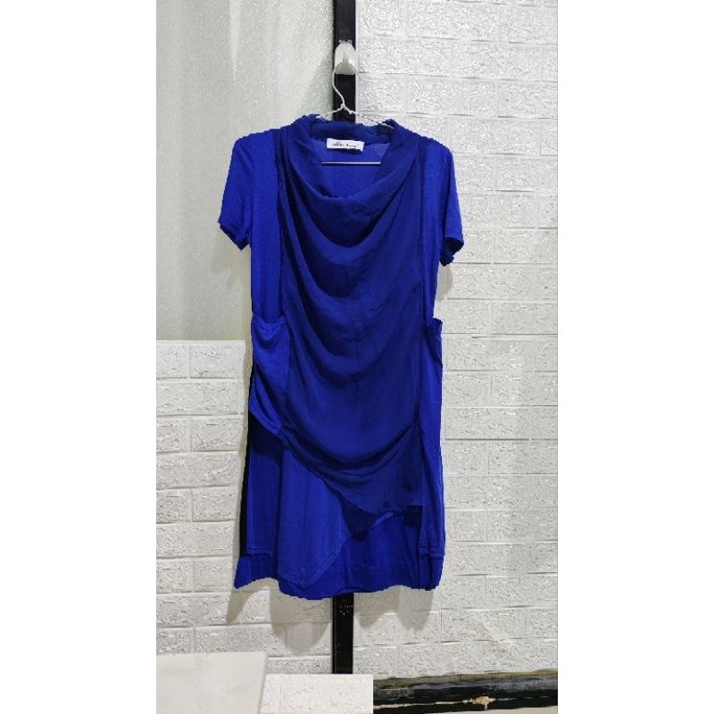 Dress Wanita Drapery Biru Elektrik (Preloved)