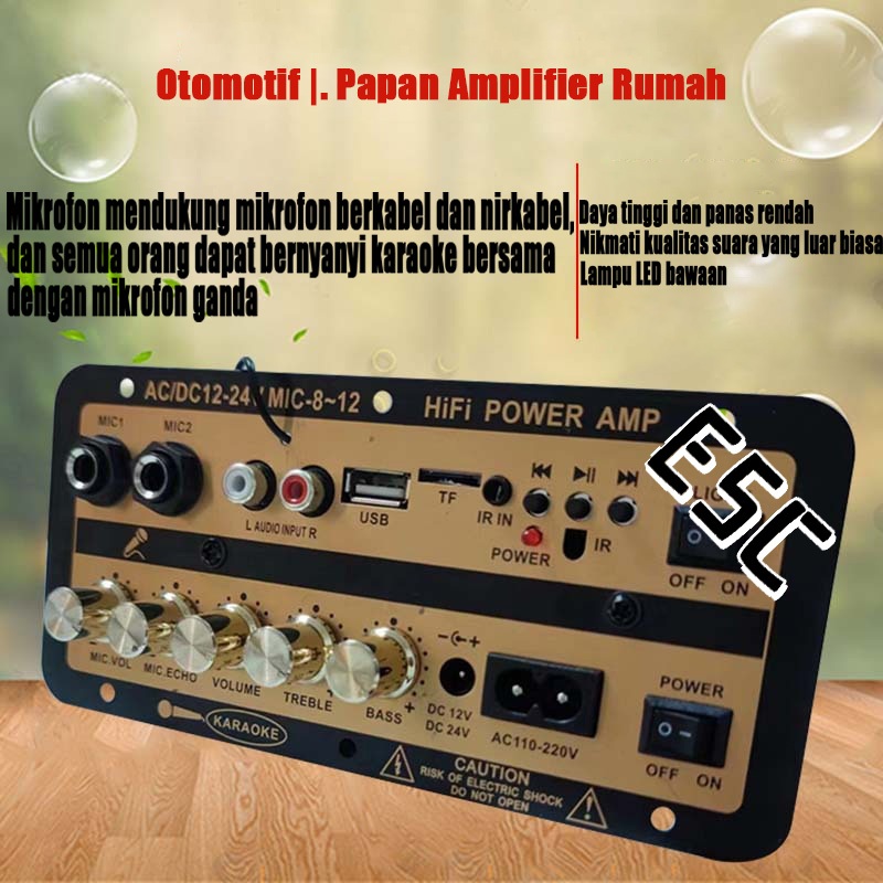 ECS D30 PRO MAX Amplifier Board Karaoke Audio Bluetooth USB FM Radio TF Player Subwoofer AC-DC Fitur