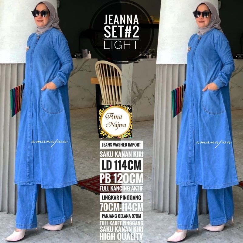 100% ORI Jeanna set jeans by amanajwa - SETELAN TUNIK JEANS JUMBO LD114-130
