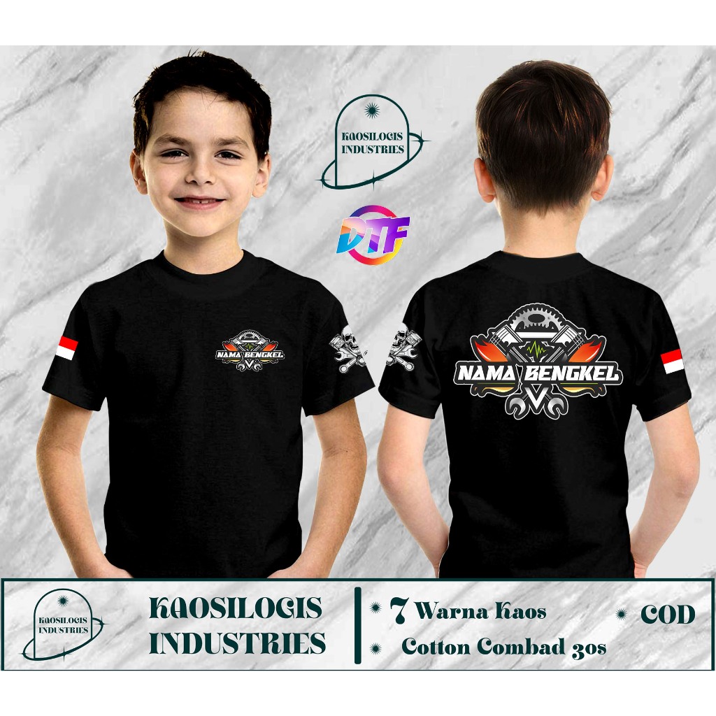 Kaos Anak Bengkel Montir Bisa Custom Nama bengkel Terbaru 2025- Kaosilogis