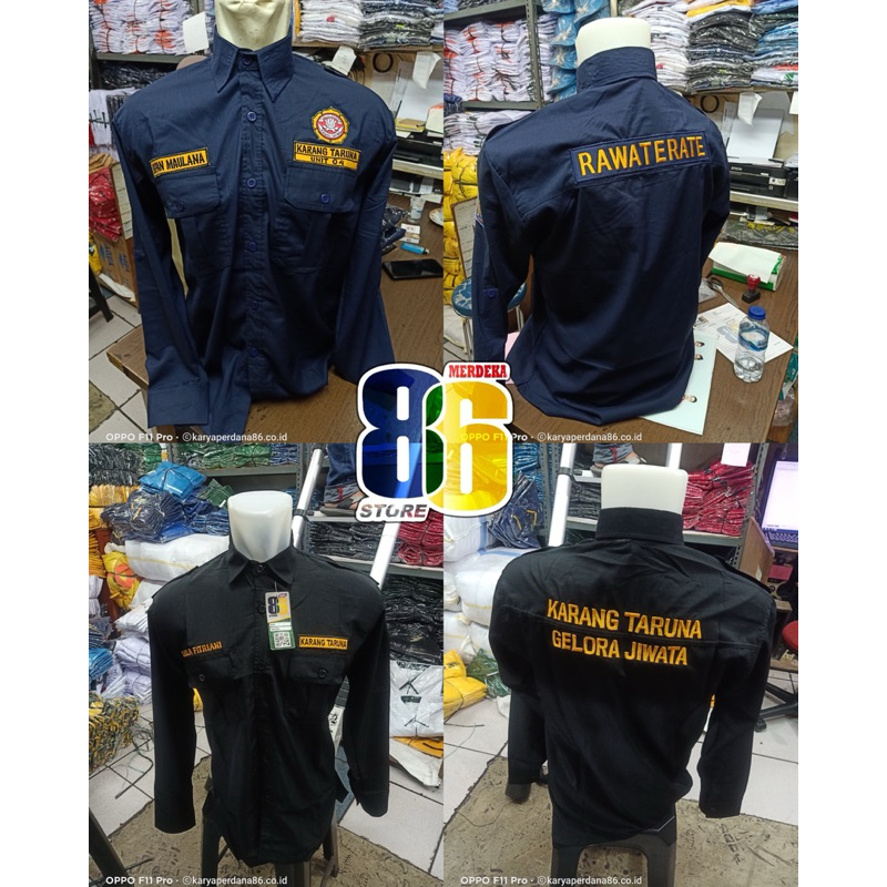Kemeja karang taruna custom, custom kemeja karangtaruna murah, Kemeja karang tauna bordir depan bela