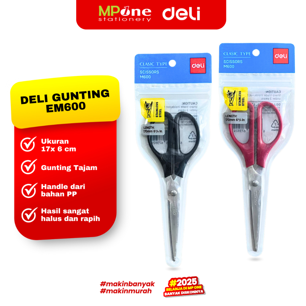 

Deli Gunting Sedang EM600 / Gunting Tajam Serbaguna / Scissors Stainless Steel Gunting Anti Karat DELI M600