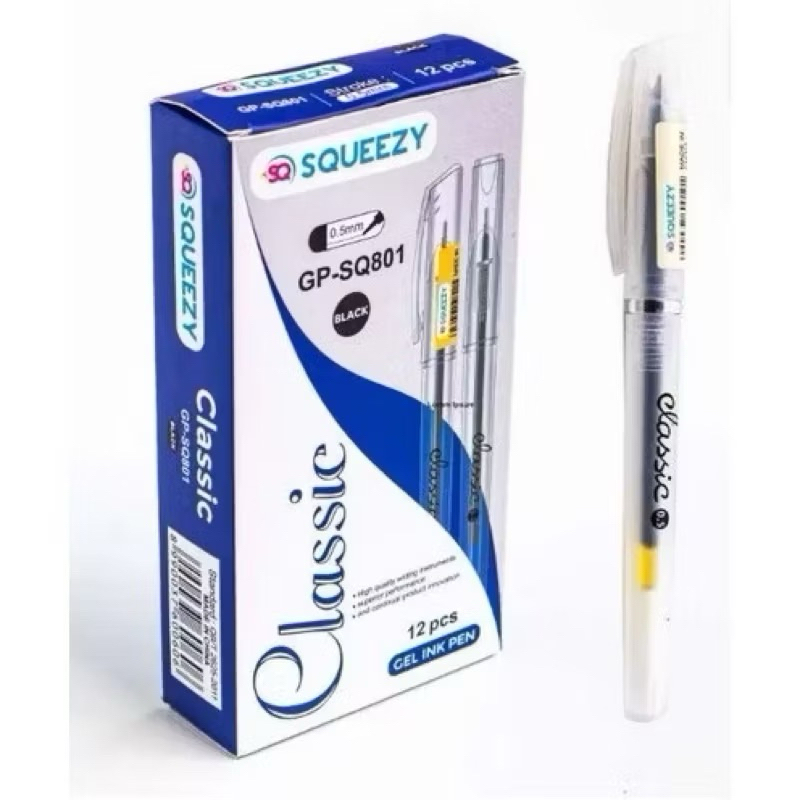 

( 1 BIJI ) Pulpen SQUEEZY CLASSIC TRANSPARAN Gel Pen 0.5 mm