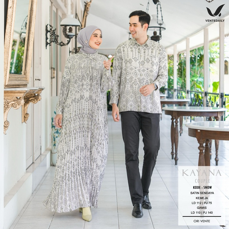 XBR | Kayana Couple Pasangan / Baju Gamis Maxy Wanita Terbaru / Baju Couple Kondangan Bahan Satin Se