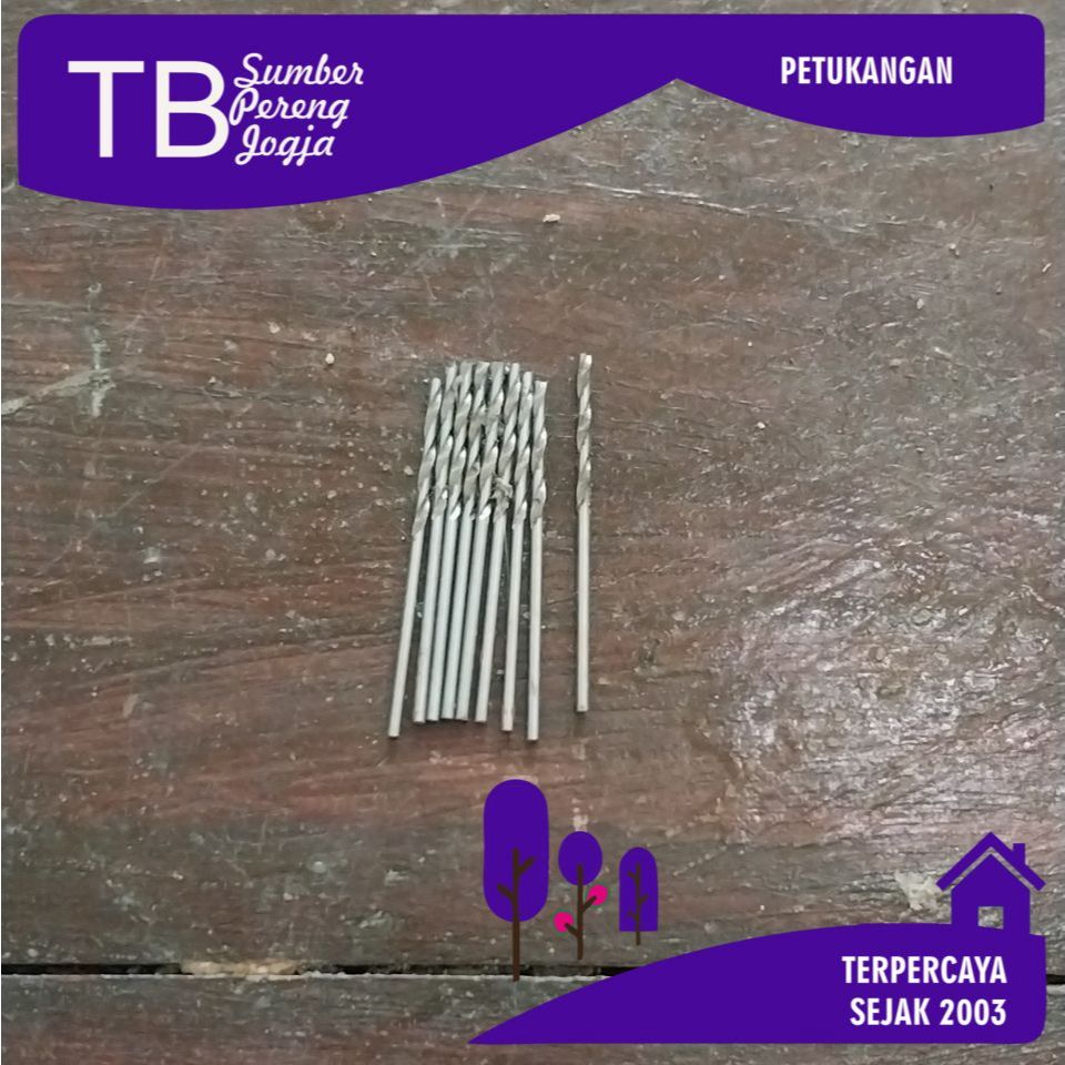 Mata Bor Besi HSS Putih 1,5 MM Panjang 4 MM
