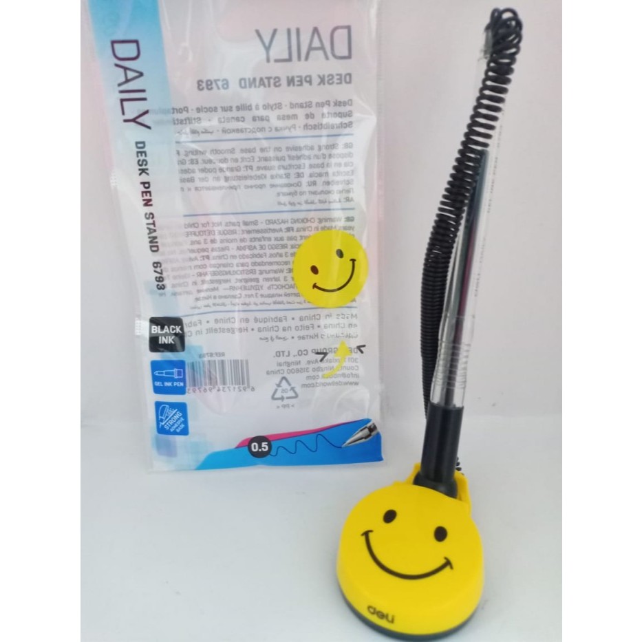 Pen Pulpen Tempel Meja DELI Ballpoint Gel Spiral 6793 Smile Pen Stand