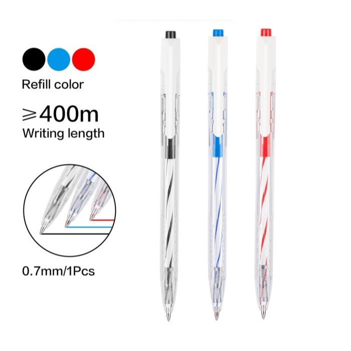 

Pulpen Pen Ballpoint DELI Rectract Tekan EQ24 ( 0.7 mm )