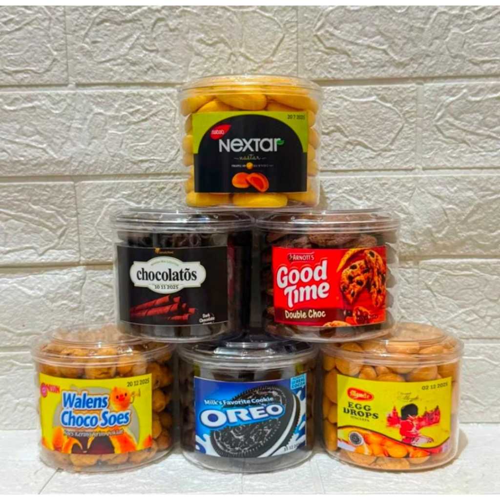 

Biskuit Repack Toples 550ml | Biskuit Branded | Biskuit Lebaran | Jajanan Lebaran | Biskuit Toples