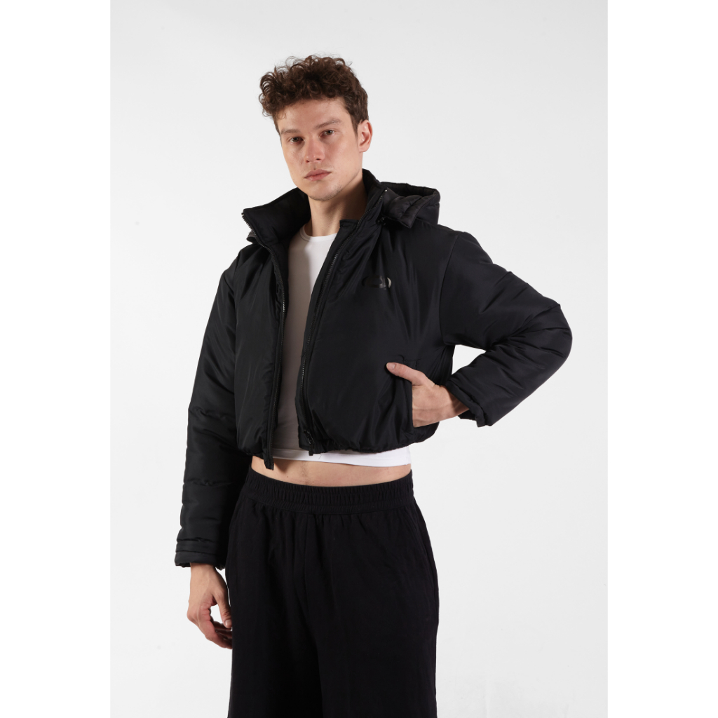 OCWA NICK CROP WATERPROOF WINTER BLACK PUFFER JACKET