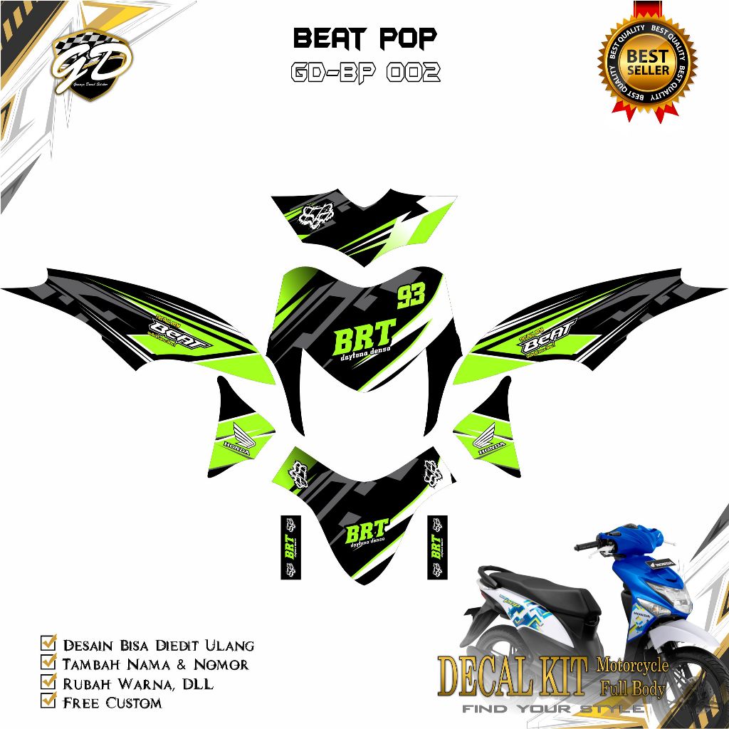 Decal Beat pop Full Body Stiker Decal Beat Pop Full Body GD-002