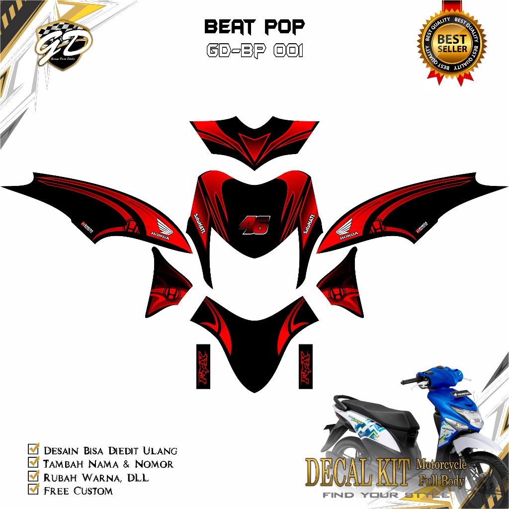 Decal Beat pop Full Body Stiker Decal Beat Pop Full Body GD-001