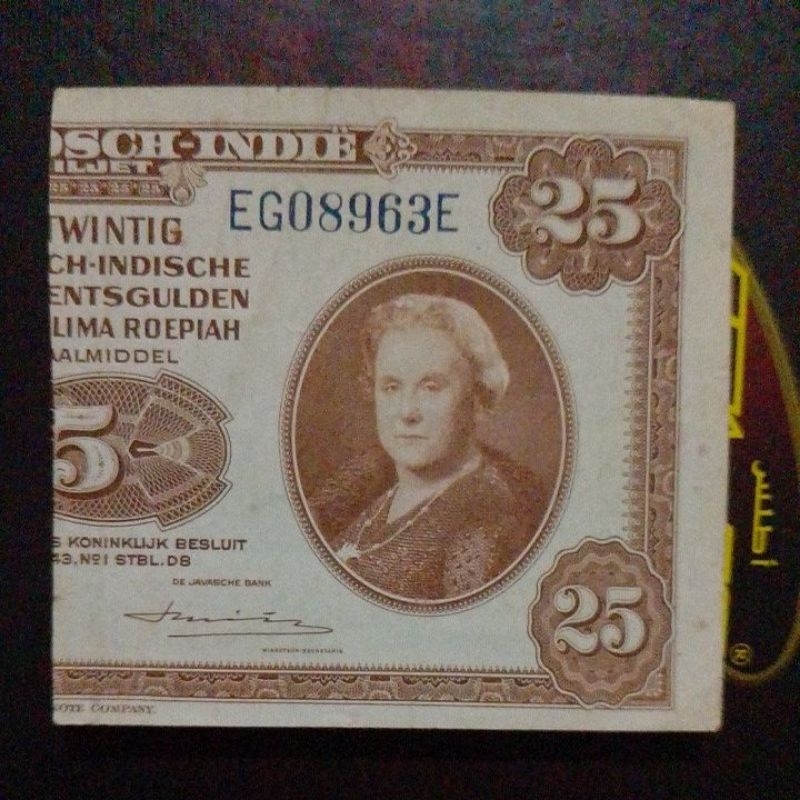 Uang sanering kanan NICA 25 gulden 1943 vf