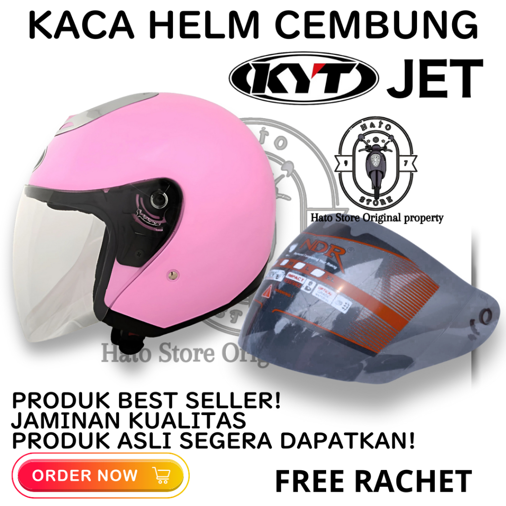 VISOR NDR ORIGINAL Kaca Helm KYT JET Visor Helmet CEMBUNG FREE RACHET Murah Berkualitas KYT JET