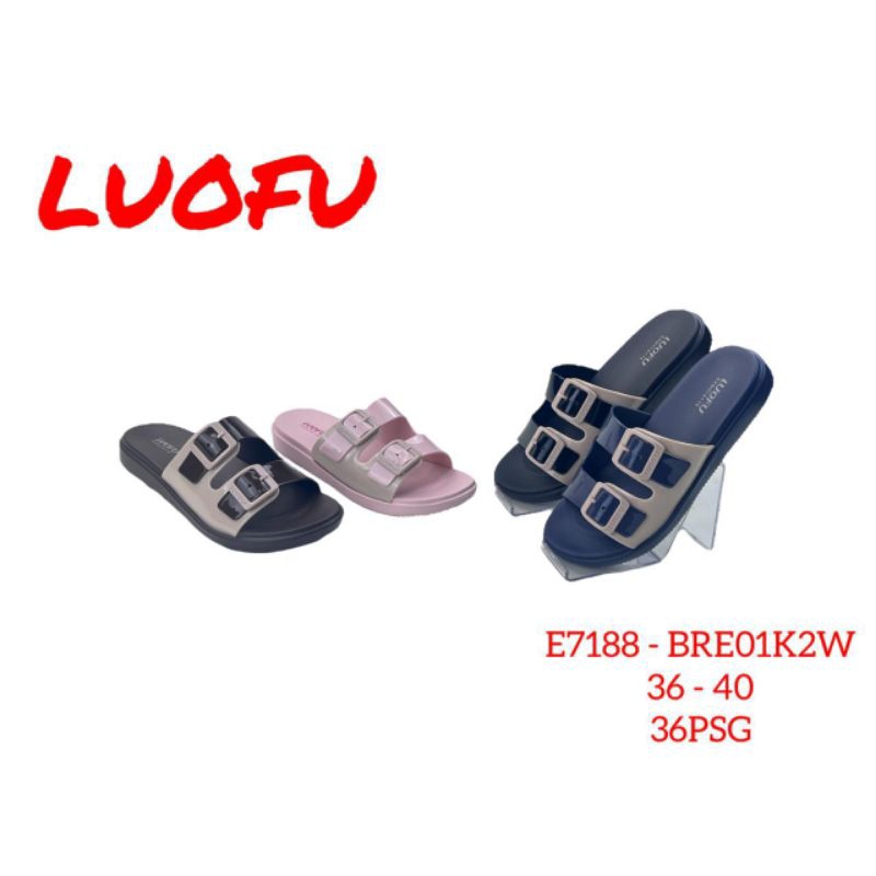 LUOFU SANDAL KARET SLOP WANITA MOTIF PITA LOVE E7172-5 NEW (AY6) E-7188