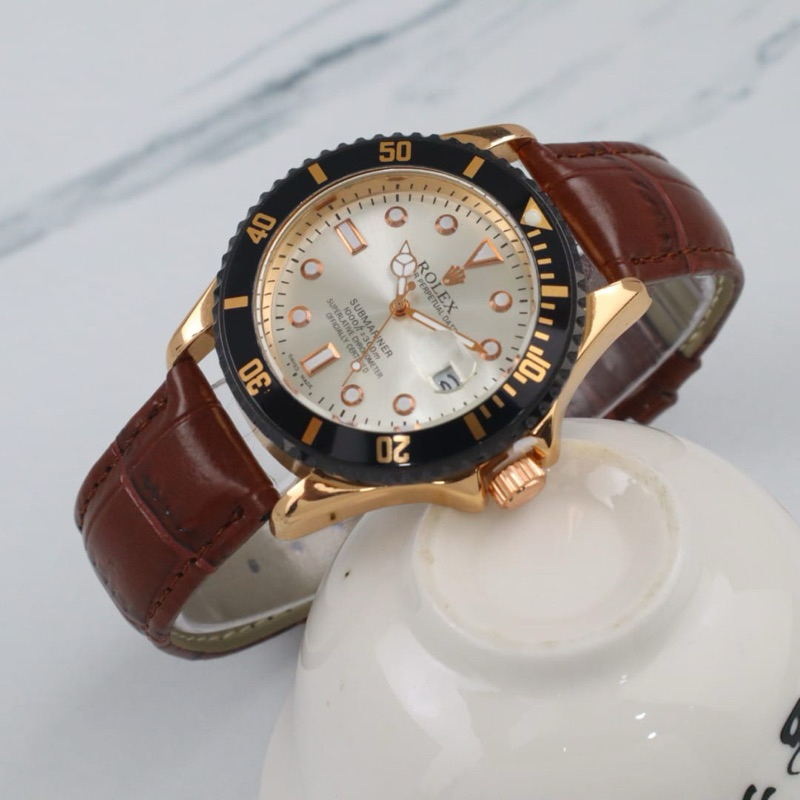 JAM TANGAN PRIA ROLEX SUBMARINER TALI KULIT NEW SERIES
