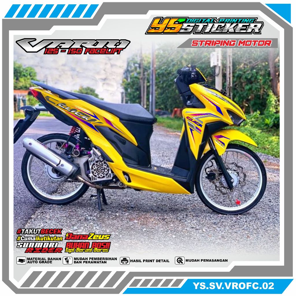 YS-02 Striping HONDA VARIO FACELIFT 125 150 - Striping Modifikasi sticker UV Transparant HONDA VARIO