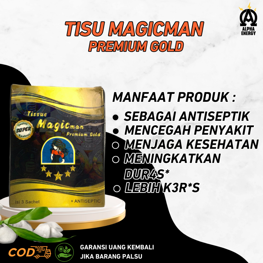 Tisu Magic Super Magic Man Premium Gold Antiseptic Tisu Mejik Antiseptik Kuat Tahan Lama Original