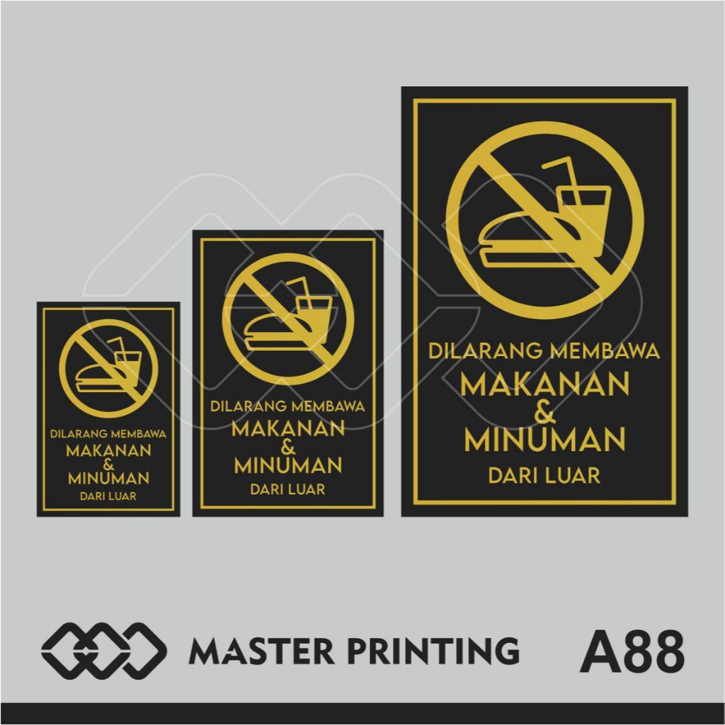 

A88 - Acrylic Sign, Stiker Akrilik Dilarang Membawa Makanan dan Minuman Dari Luar, Bisa Custom