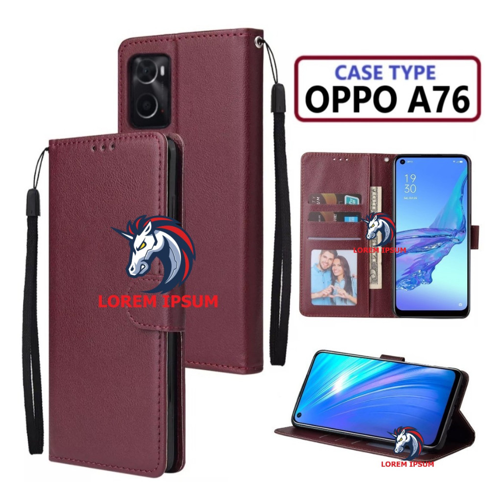 LEATHER CASING OPPO A76 CASE KULIT FLIP WALLET LEATHER KULIT PREMIUM SARUNG BUKA TUTUP KESING HP FLI