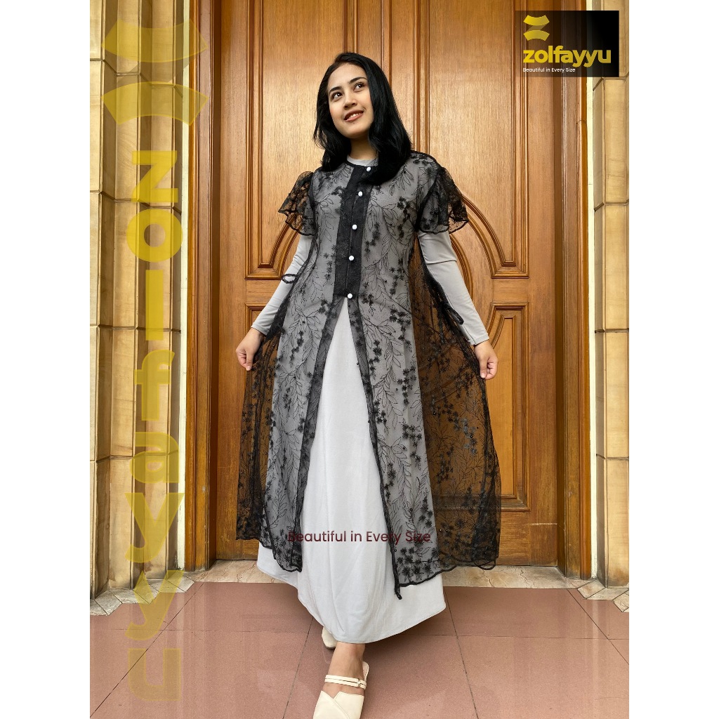 Zolfayyu, Outer Brokat Premium | Cardigan Pendek | Brukat Tille Mewah