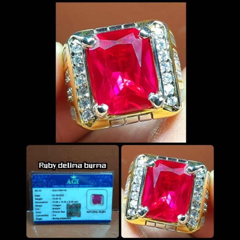 natural permata ruby merah delima burma ( asli myanmar )