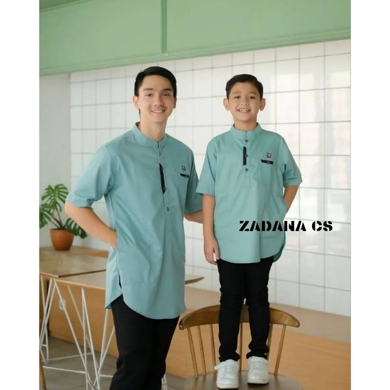 JERIKO - BAJU KOKO COUPLE KATUN TOYOBO BAPAK ANAK JUMBO HIJAU MINT TURKISH WARDAH/KOKO KEMEJA JUMBO 
