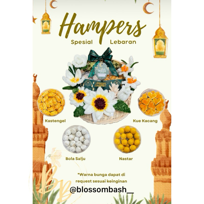 

hampers special lebaran kado hadiah gift kue lebaran kue kering bunga kawat bulu estetik