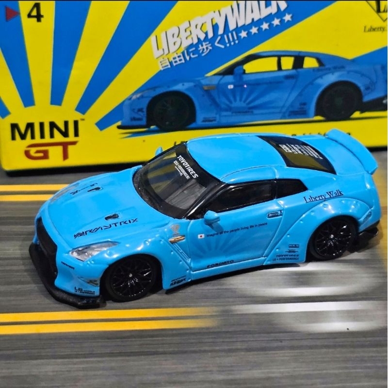 Mini GT 4 LB work Nissan GTR R34 lbwk baby light blue tsm model rare special edition 184 57