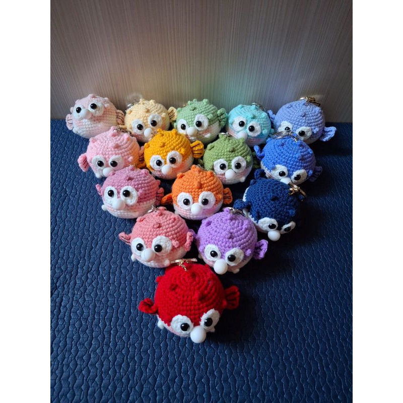 Gantungan Kunci Boneka Rajut Puffer Fish