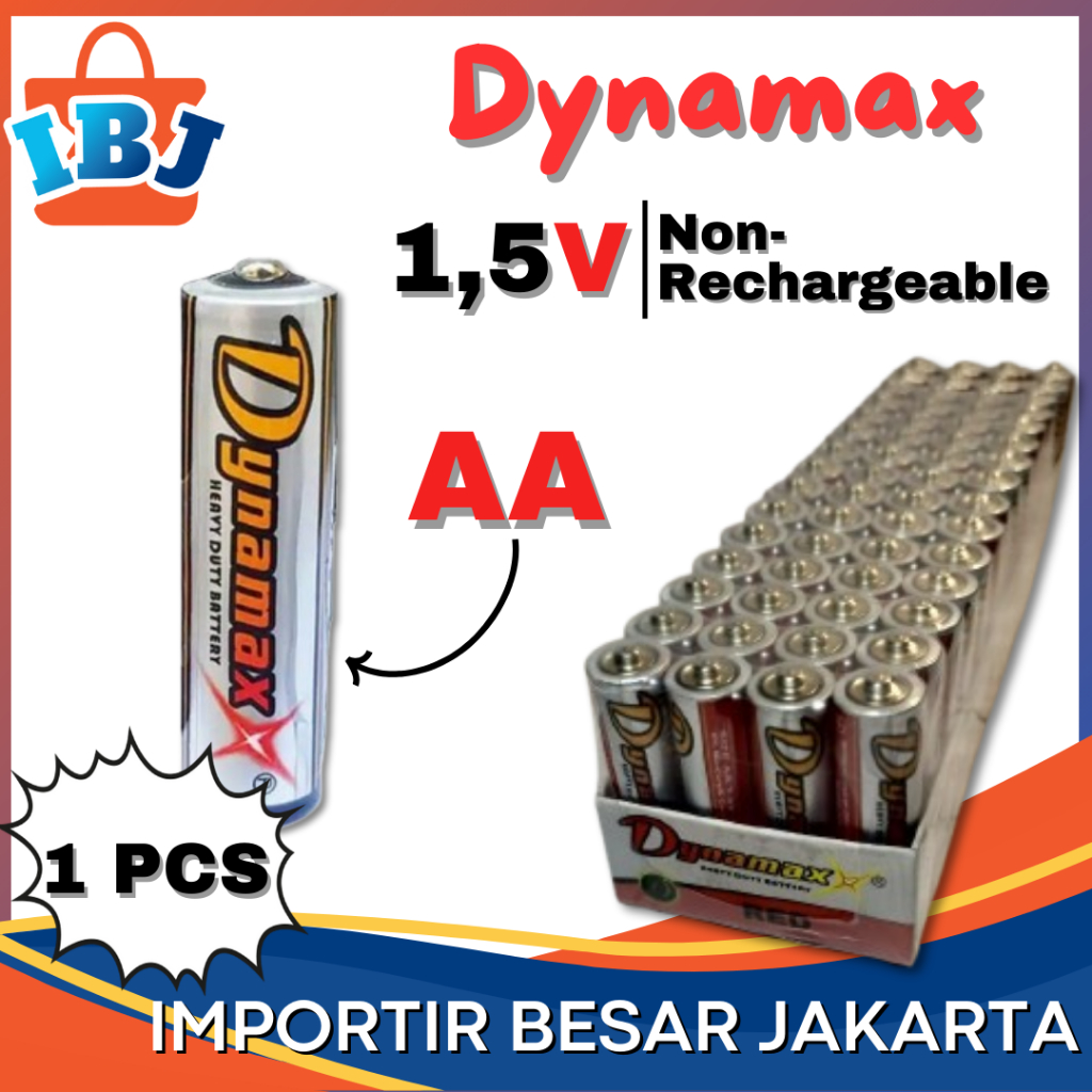 AA Dyanamax Merah Baterai AA 1.5V Non-Rechargeable Baterai Jam Dinding Mainan Anak 1 PCS