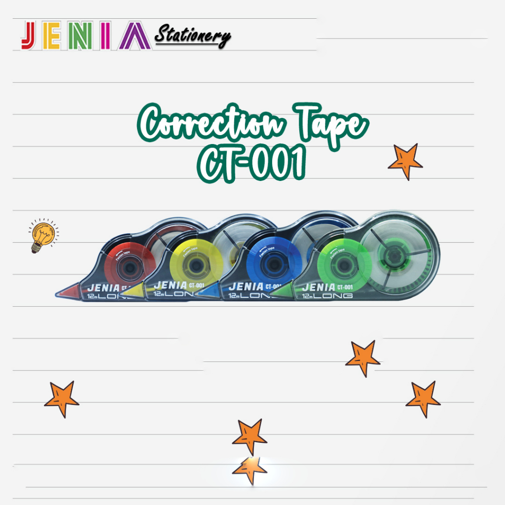 

Correction Tape / Tip Ex Kertas Jenia CT-001 12 Meter