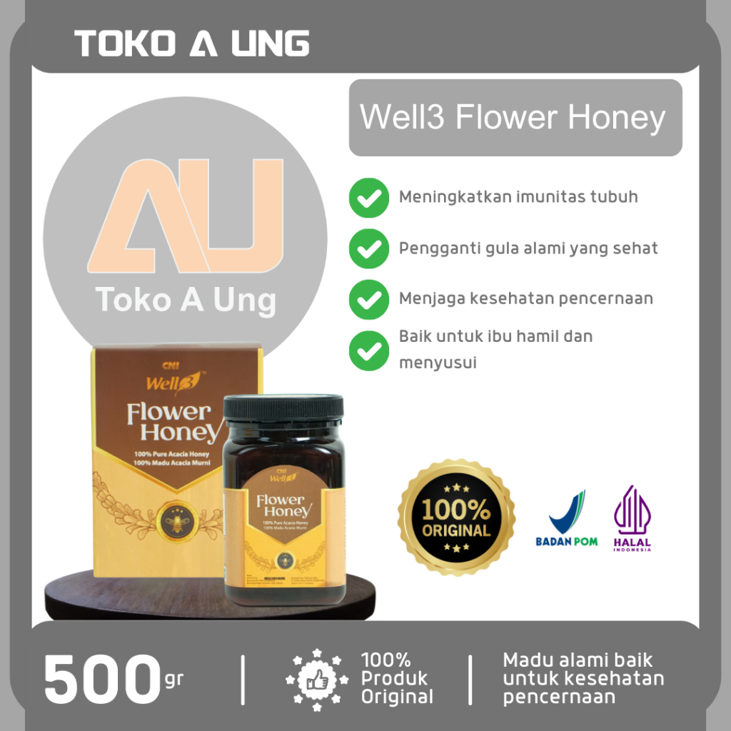 

Well3 Flower Honey Madu Acacia Murni Rendah Kadar Air dan Baik Untuk Pencernaan Dan Pengganti Gula