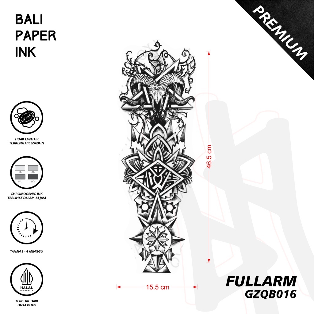 Bali Paper Ink GZQB016 Bapho Fruit Ink Tatto Temporary Premium Tato Temporer Full Lengan - Tato Leng