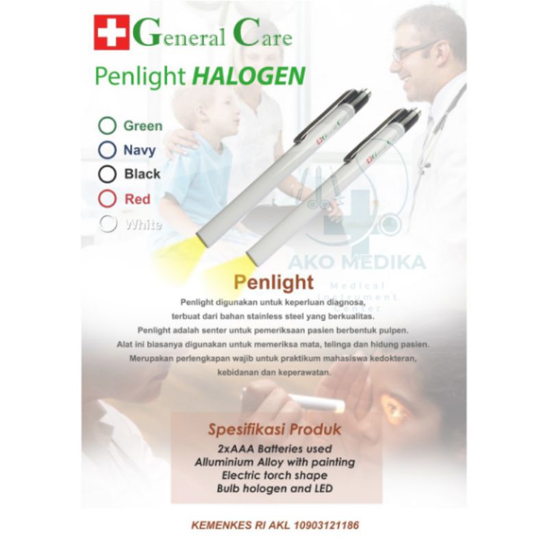 Penlight Halogen General Care / Senter Tindakan Medis Halogen General Care