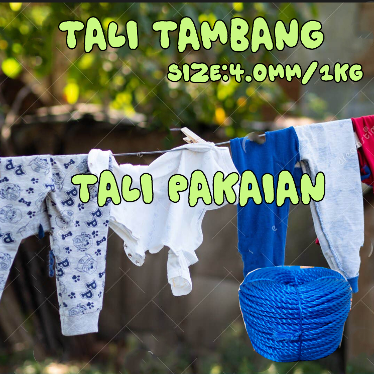

tali pakaian/Tali tampar tambang 4mm 1 roll 1kg