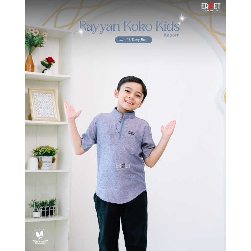 ERZET Rayyan Koko Kids Reborn Lengan Pendek bahan Jacquard Serat Alami Viscose Terbaik Mewah Nyaman 