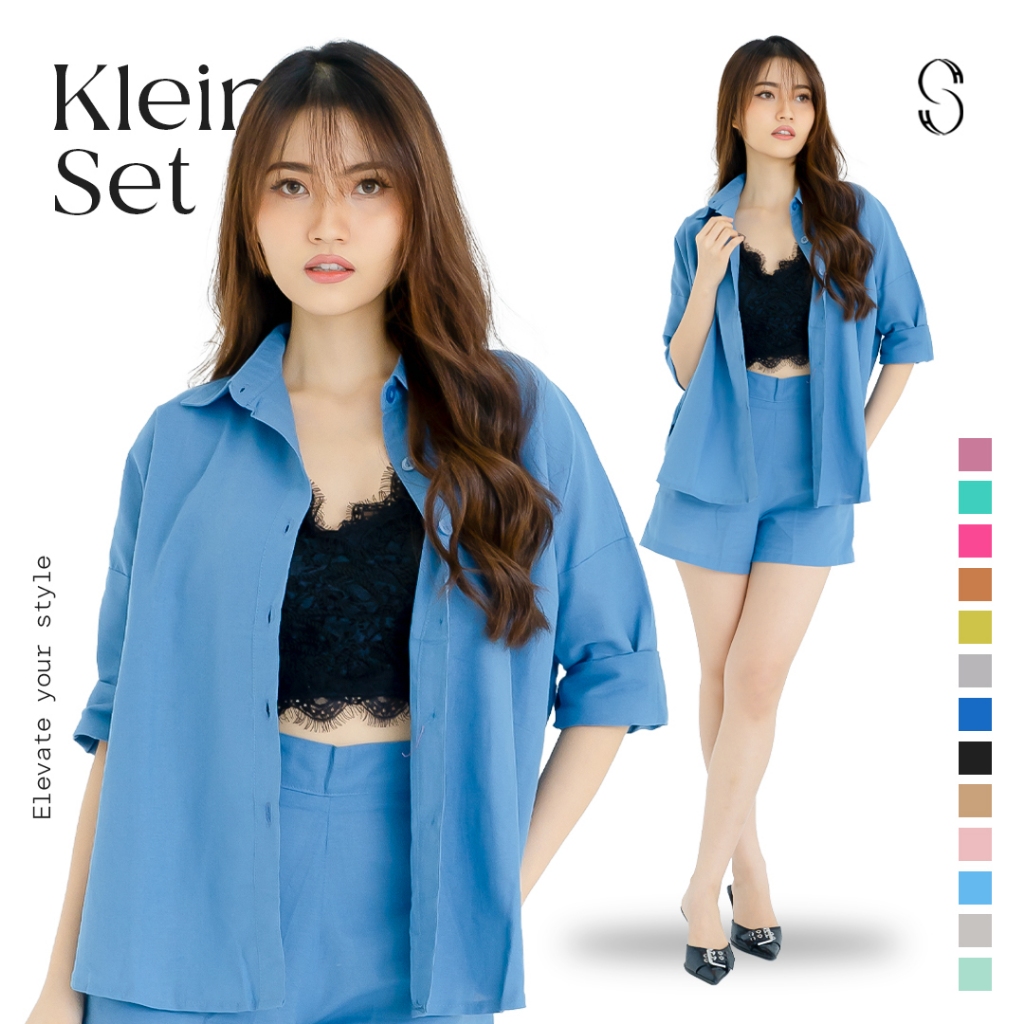 Halostylo Klein Set Setelan Wanita Kemeja Oversize Wanita