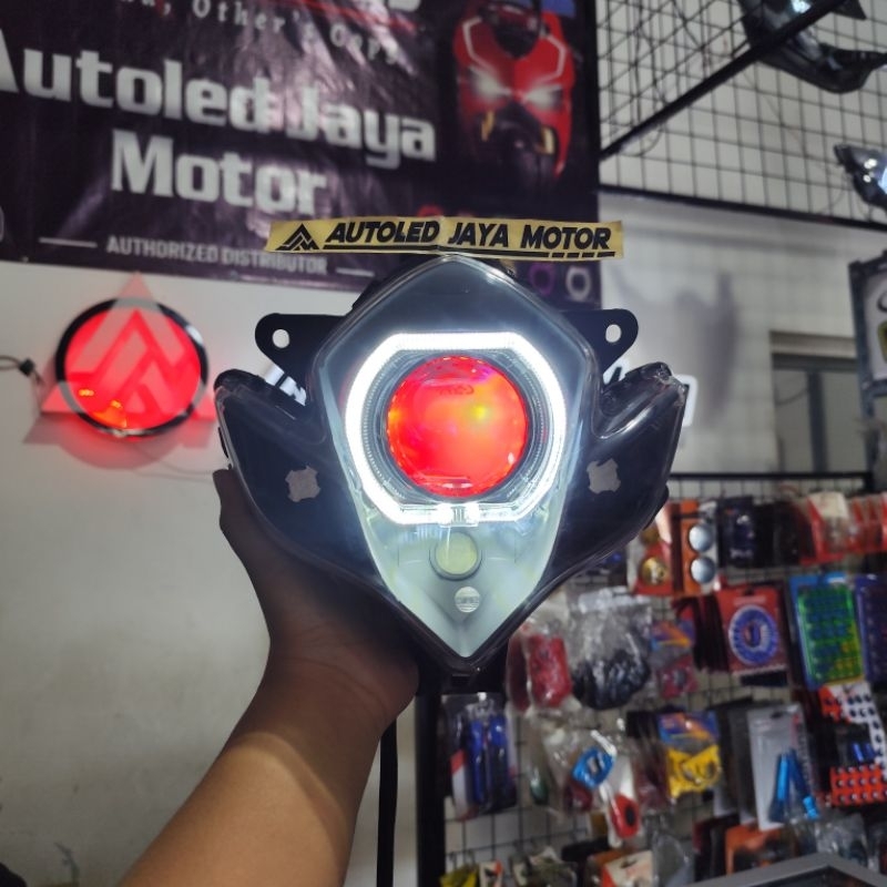 REFLEKTOR LAMPU DEPAN SATRIA FU BARONG PROJECTOR BILED AES EXSPERIENCE 2,5 INCH 60 WATT