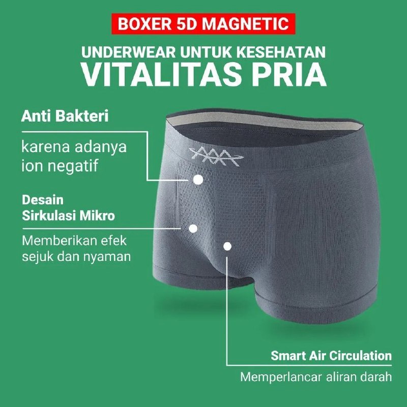 (DS) BOXER 5D MAGNETIC UNDERWEAR UNTUK KESEHATAN VITALITAS PRIA