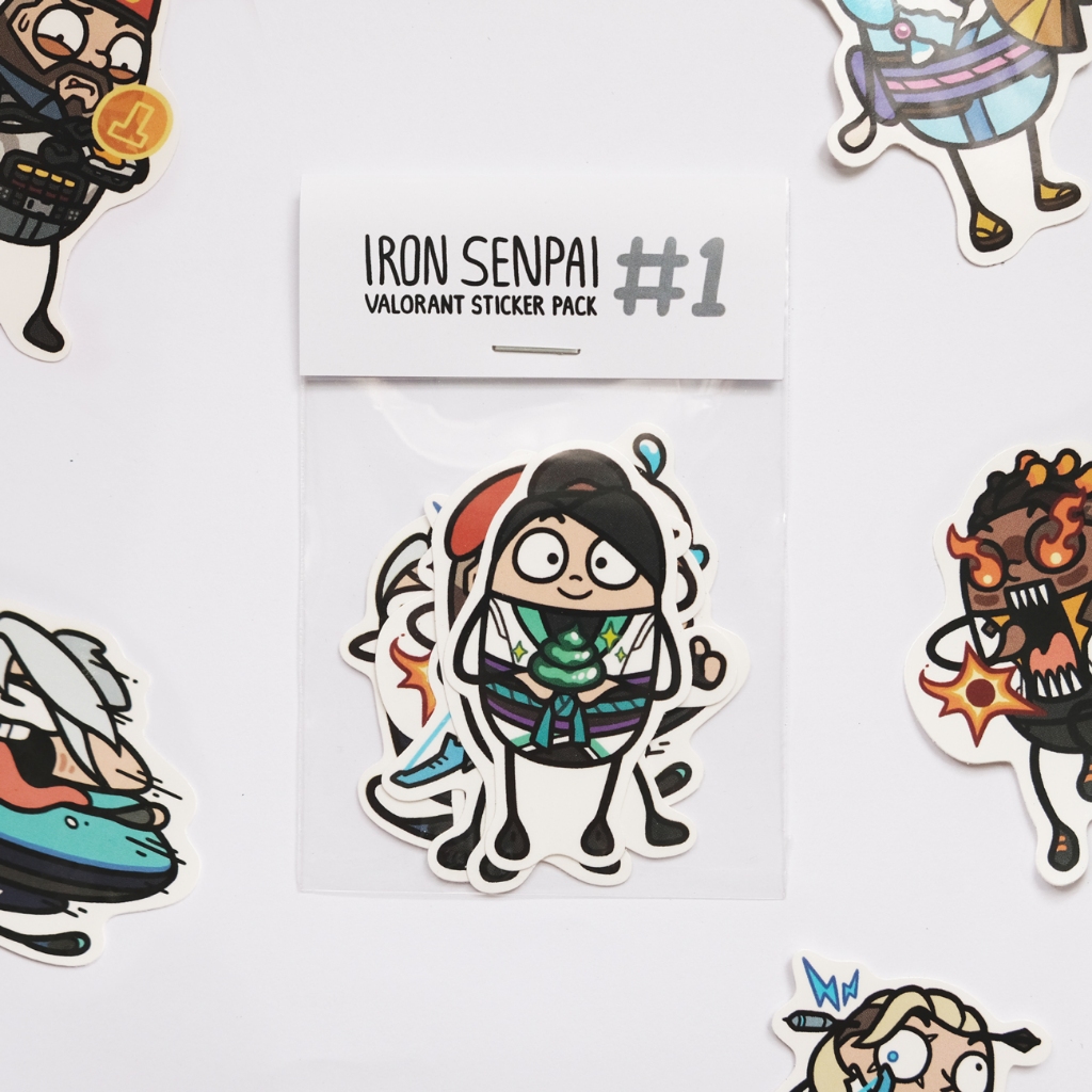 

IRON SENPAI VALORANT Sticker Pack #1 // Sticker set Parodi Agent VALORANT
