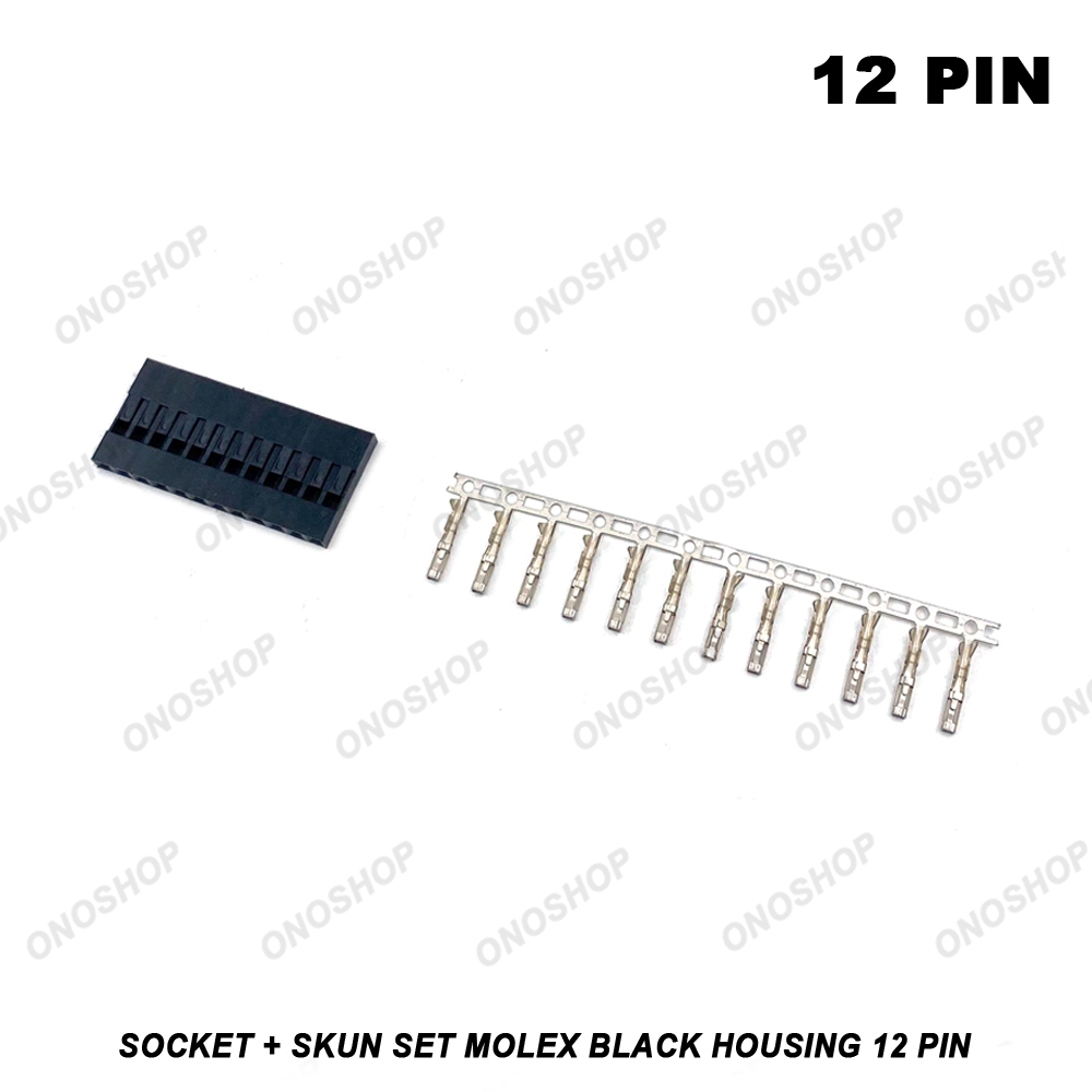 Socket + Skun Set Molex Black Housing - 12 Pin