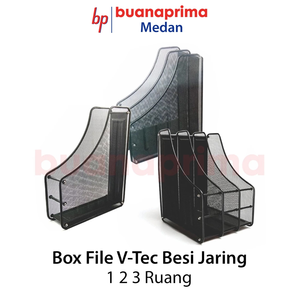 

BOX FILE BESI Jaring V-Tec 1 2 3 Ruang Folio Tempat Arsip Hitam